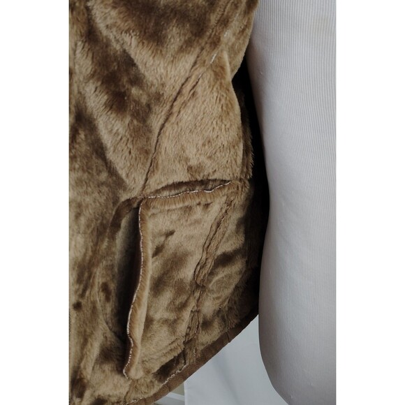 VTG Big Chill Coat Women Zip Up 1X Brown Hooded Suede Winter Faux Fur Jacket - Picture 9 of 11